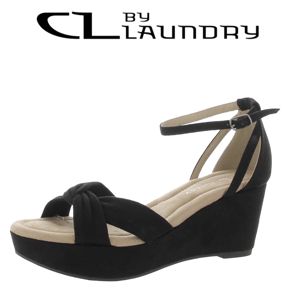 NIB - CL by Chinese Laundry Devin Black Open Toe Wedge Sandal - 9.5